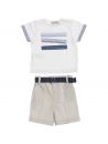 jersey t-shirt with lines + poplin stretch bermuda