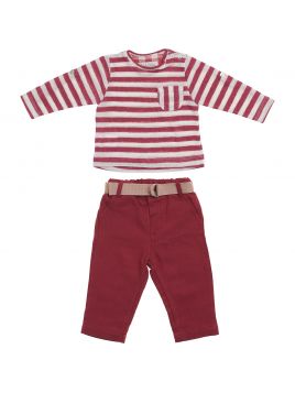 t-shirt in jersey a righe + pantaloni in twill 