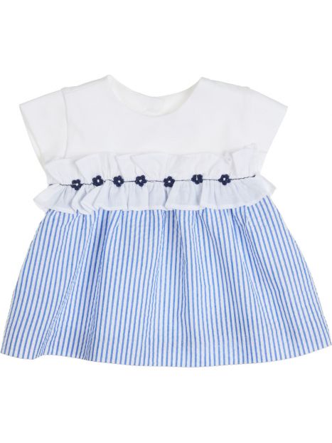 camicia in jersey e righe goffrate con frill 