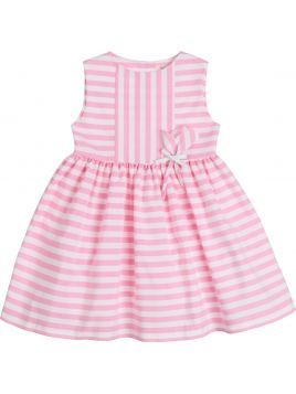 stripy cotton dress with detachable tulip