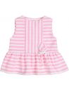 camicia smanicata in cotone a righe con tulipano staccabile 