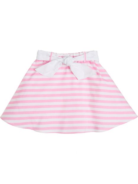 gonna in cotone a righe con cintura in poplin