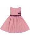 microstripes dress with belt and attached flowers