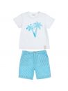 t-shirt in jersey con patch palma + bermuda a righe