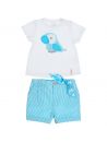 t-shirt in jersey con patch pappagallo + bermuda a righe