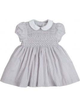 vestito in micro righe con smock