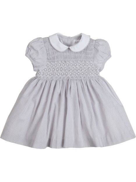 vestito in micro righe con smock