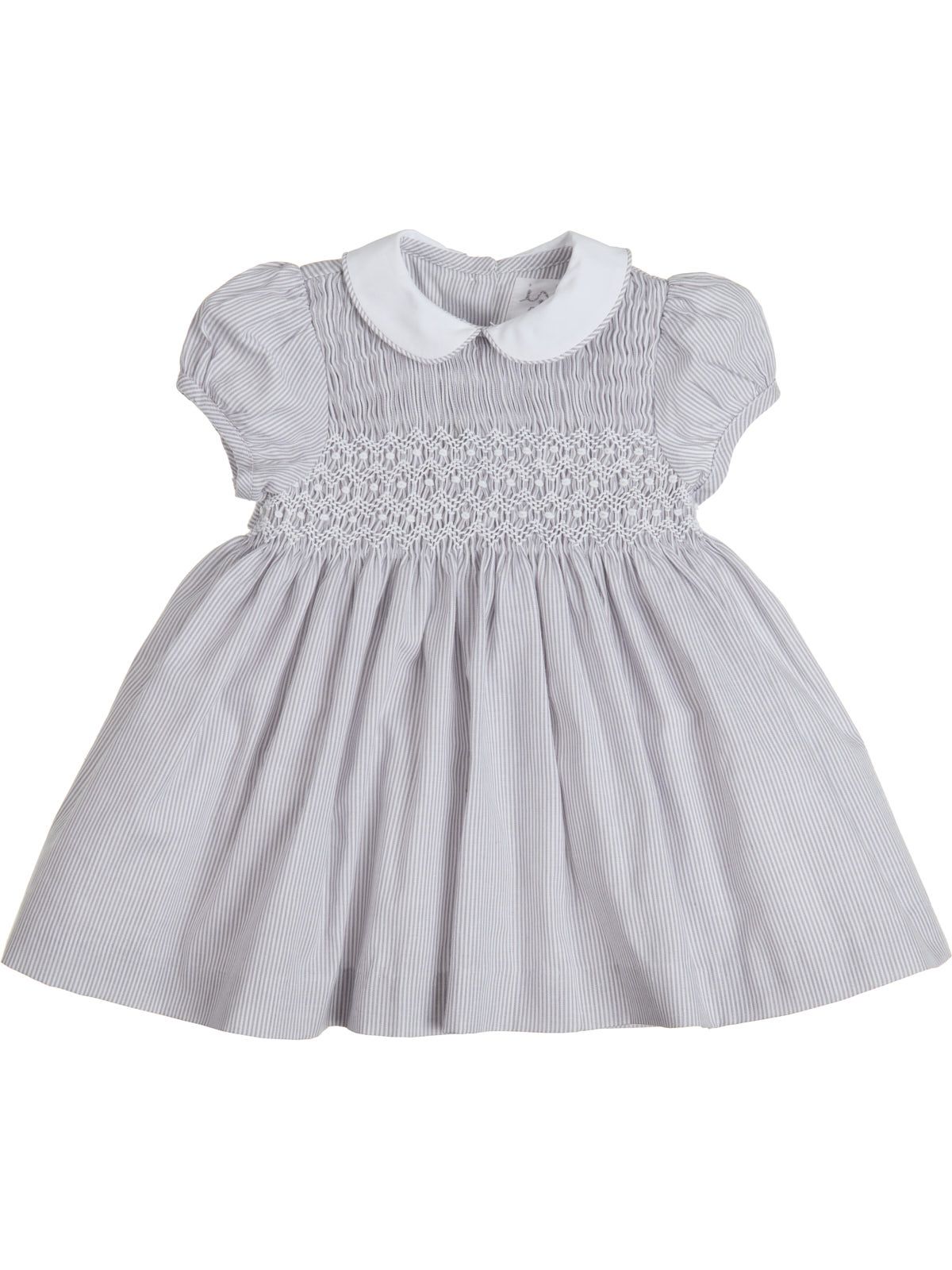 vestito in micro righe con smock