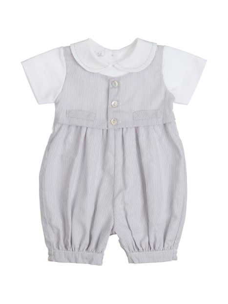 pagliaccetto in jersey e micro righe con finto gilet in micro righe