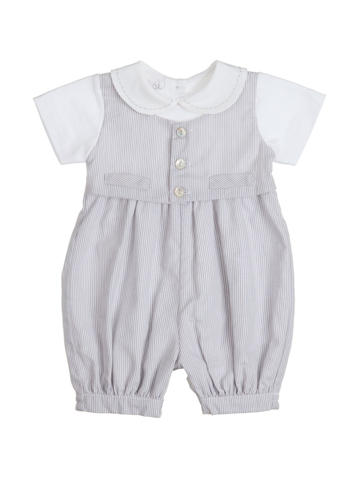 pagliaccetto in jersey e micro righe con finto gilet in micro righe