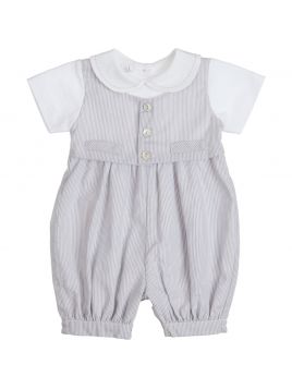 jersey and micro stripes romper with micro stripes fake gilet