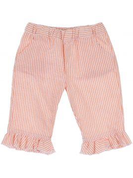 pantaloni a righe goffrate con frill