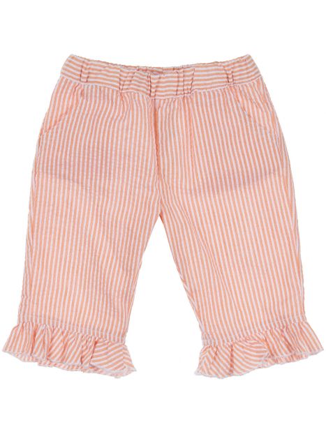 pantaloni a righe goffrate con frill