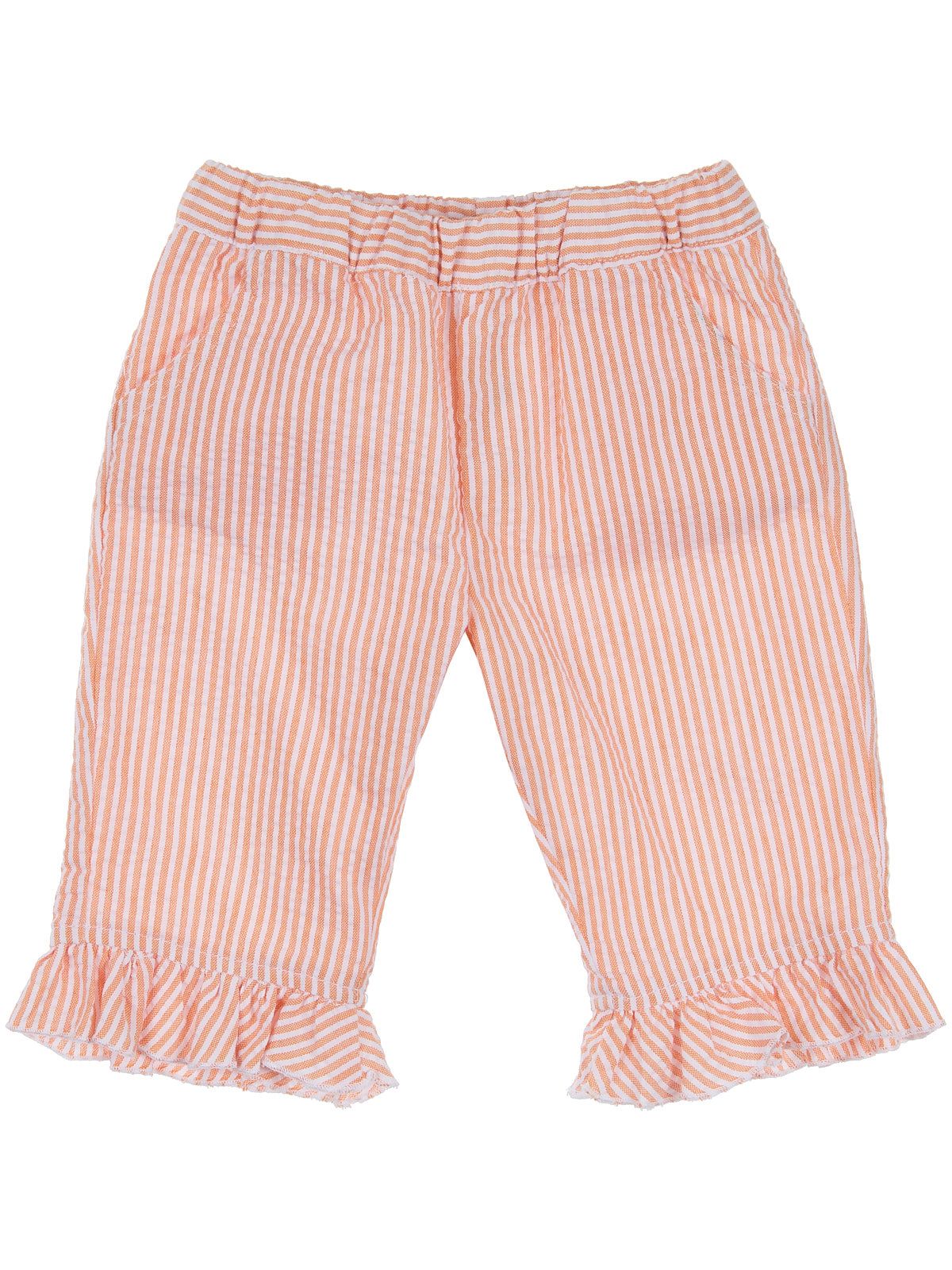 seersucker stripes girl trousers with frills