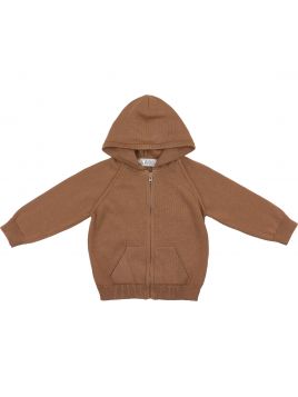 cotton jacket with hood and raw cut finishings