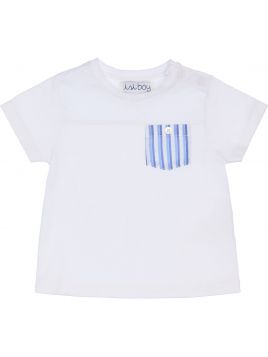 jersey t-shirt with seersucker stripes pocket