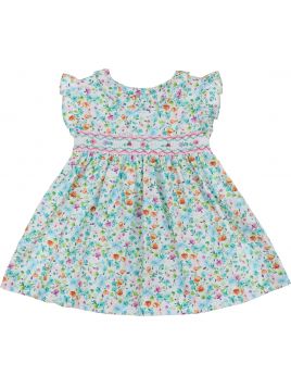 printed dress with frill and smock