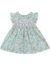 vestito in tessuto stampato con frill e smock