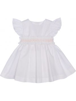 vestito in poplin elasticizzato con smock su cintura separata