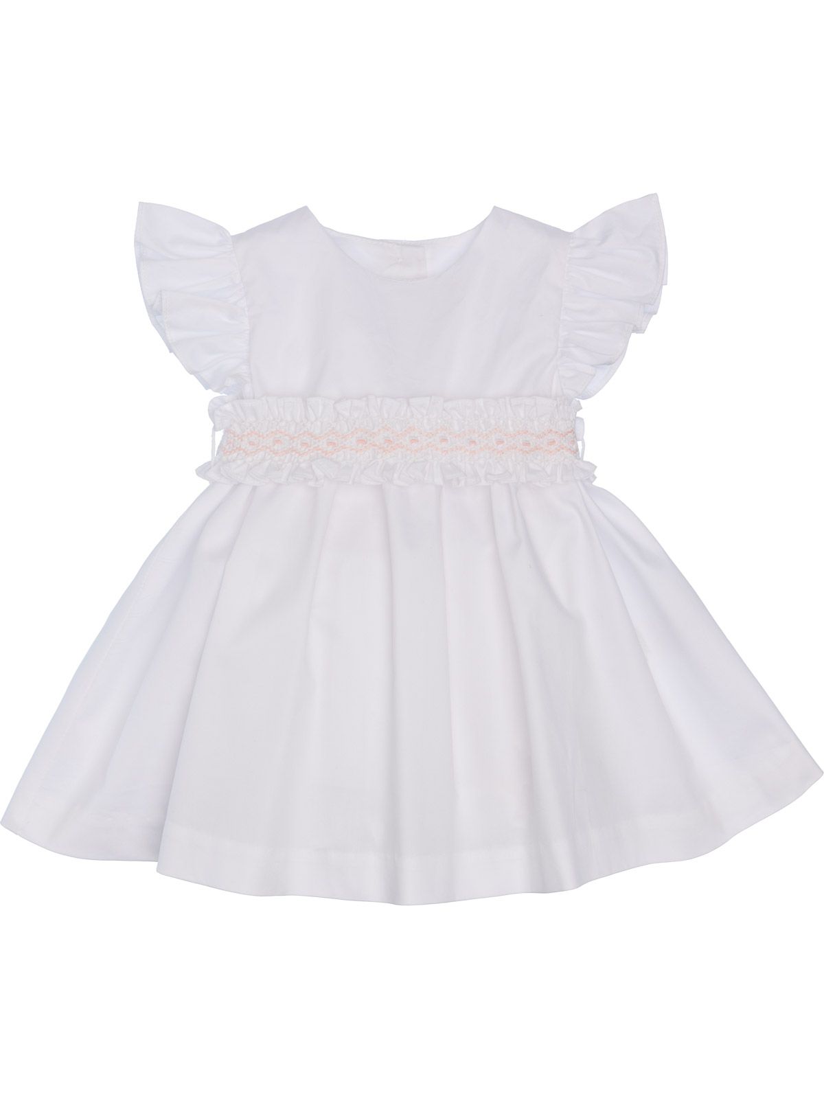 vestito in poplin elasticizzato con smock su cintura separata