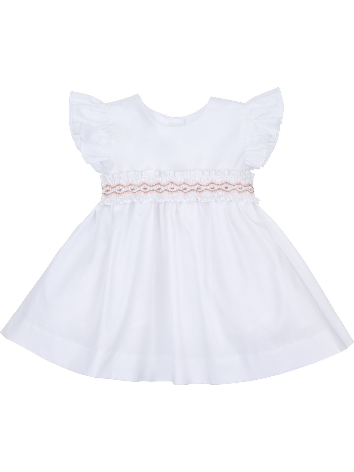 vestito in poplin elasticizzato con smock su cintura separata