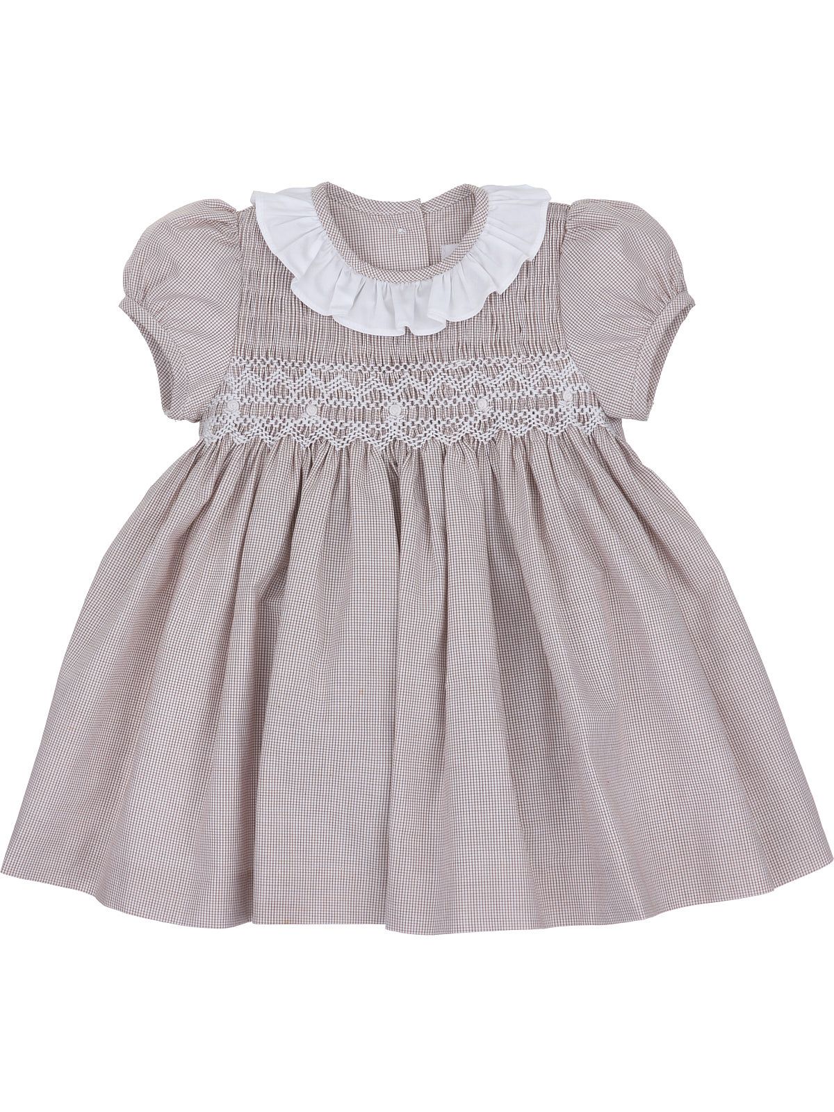 cotton micro checks dress with smock