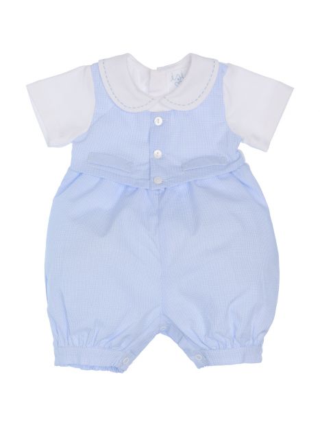 pagliaccetto bimbo in jersey e microquadretti con finto gilet