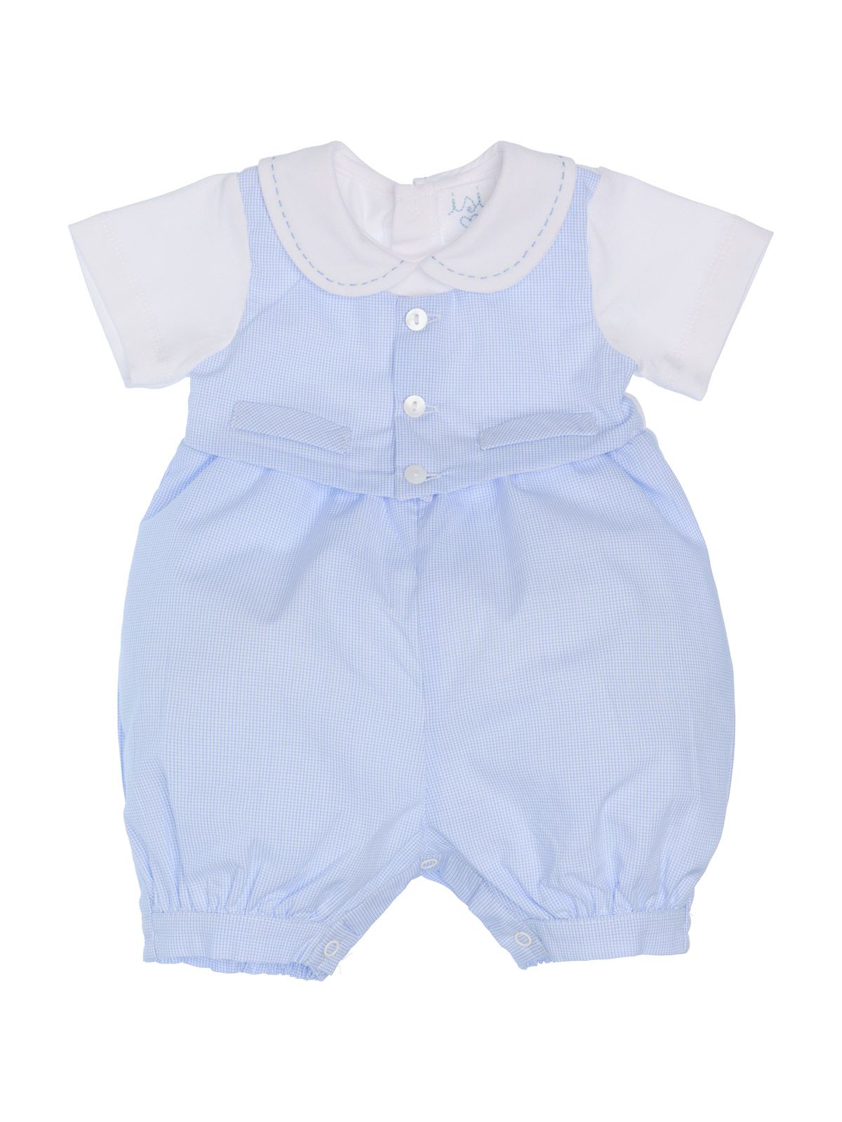 pagliaccetto bimbo in jersey e microquadretti con finto gilet
