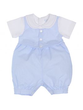 pagliaccetto bimbo in jersey e microquadretti con finto gilet