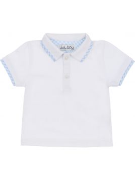 polo in jersey con rifiniture a quadretti goffrati