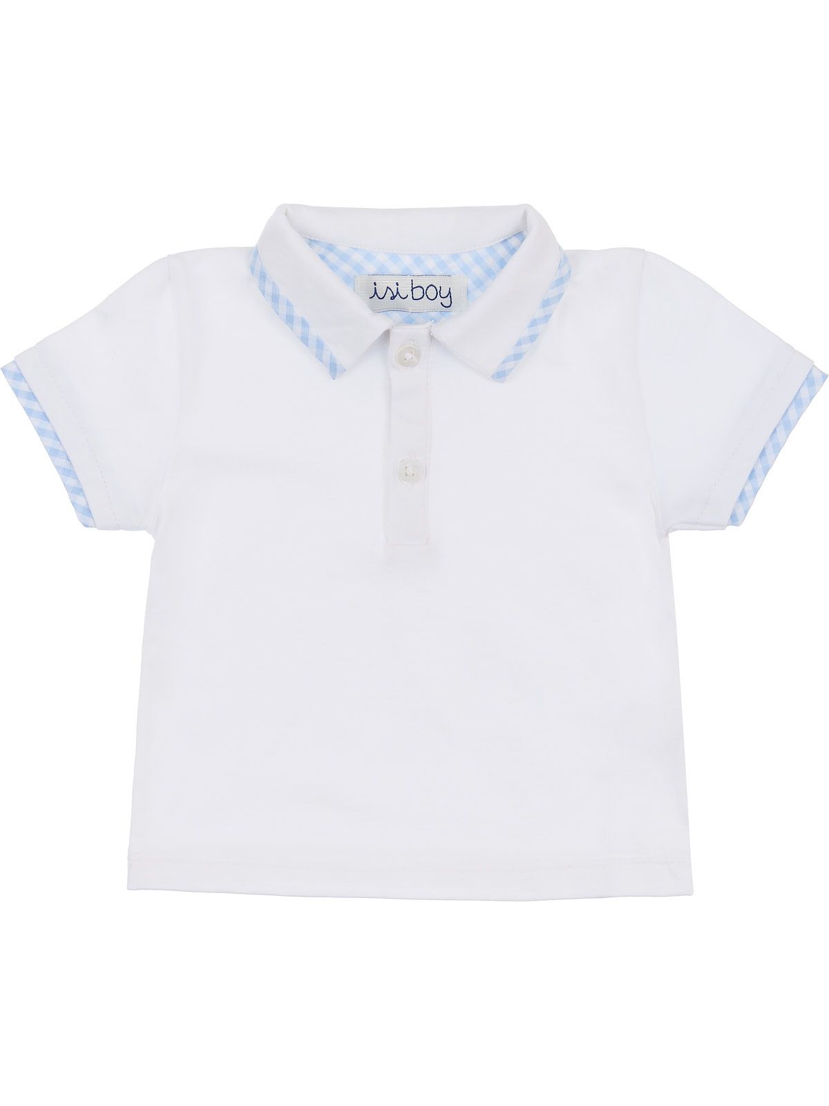 polo in jersey con rifiniture a quadretti goffrati