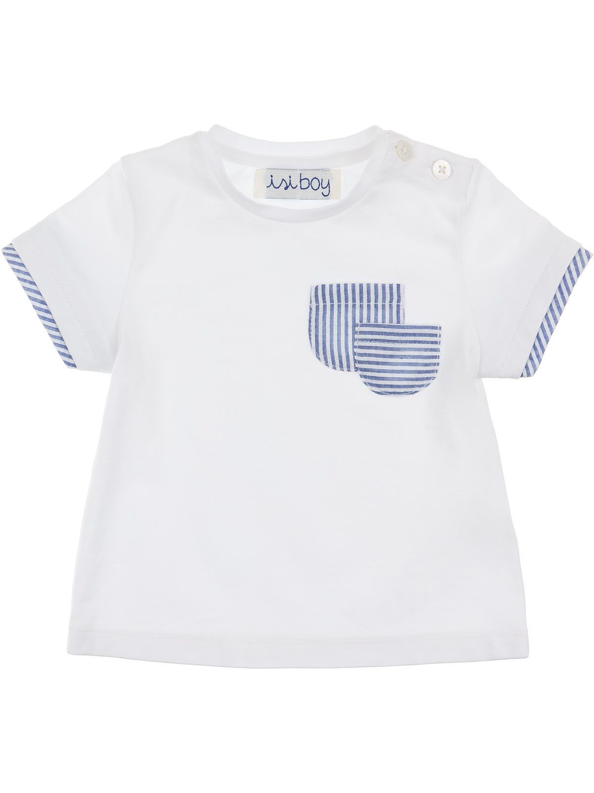 jersey t-shirt with seersucker stripes finishings and pockets 