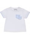 t-shirt in jersey con rifiniture e taschini a righe goffrate