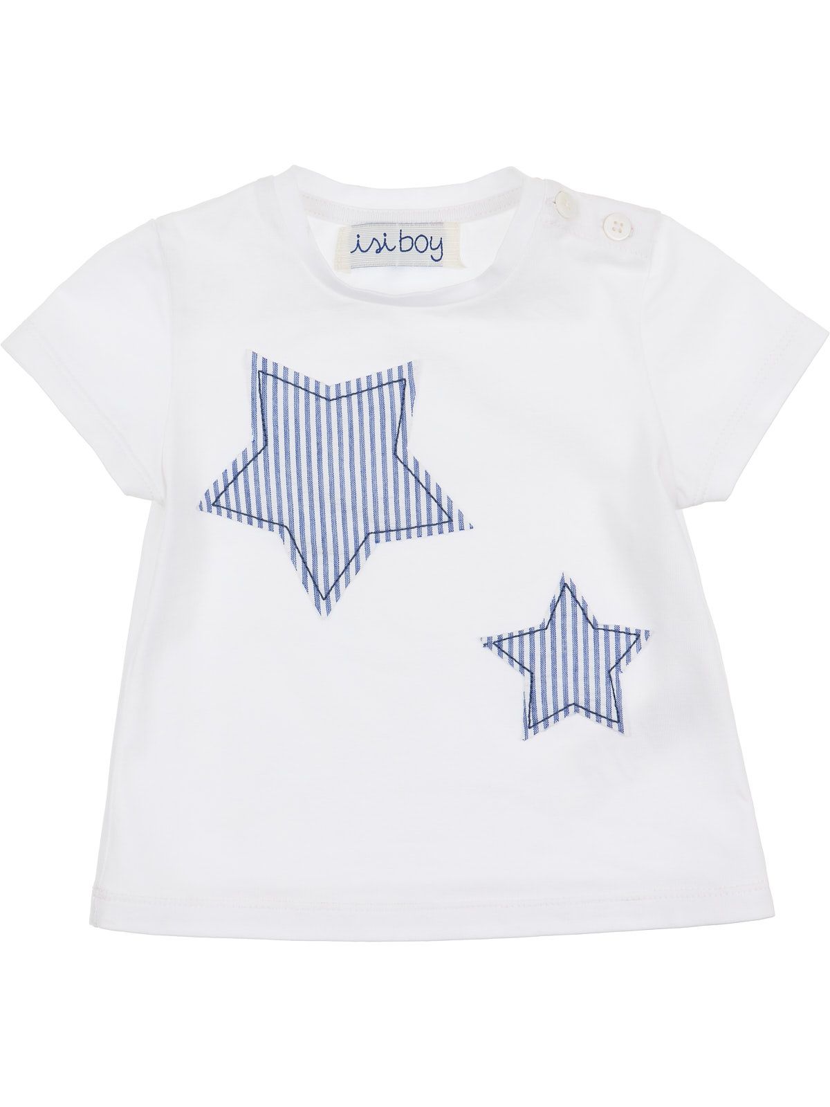 t-shirt in jersey con patch stelle a righe goffrate