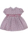 fabrics flower printed dress with smock on tone with short sleeves