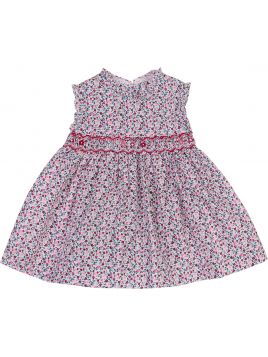 fabrics flowers printed dress with smock on tone