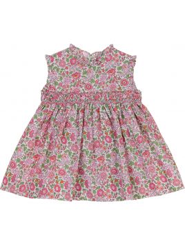fabrics flowers printed dress with smock on tone