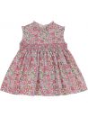 vestito in tessuto stampato a fiori con smock in tono 