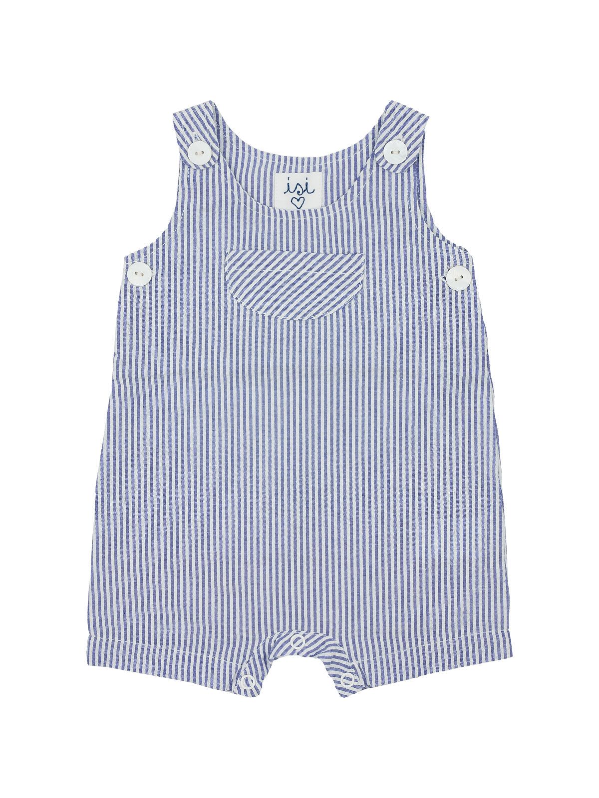 seersucker stripes dungarees with frontal pocket