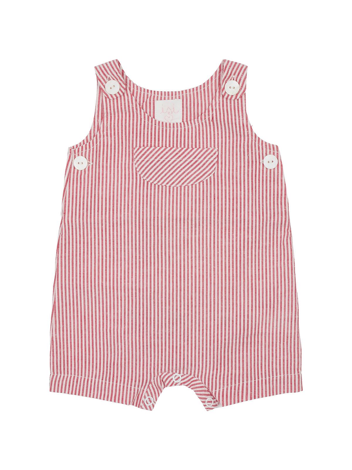 seersucker stripes dungarees with frontal pocket