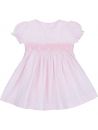 vestito a righe goffrate con smock a MANICA CORTA 