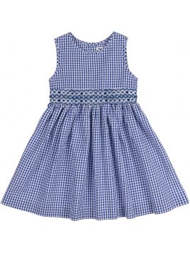 seersucker checks dress with smock on tone
