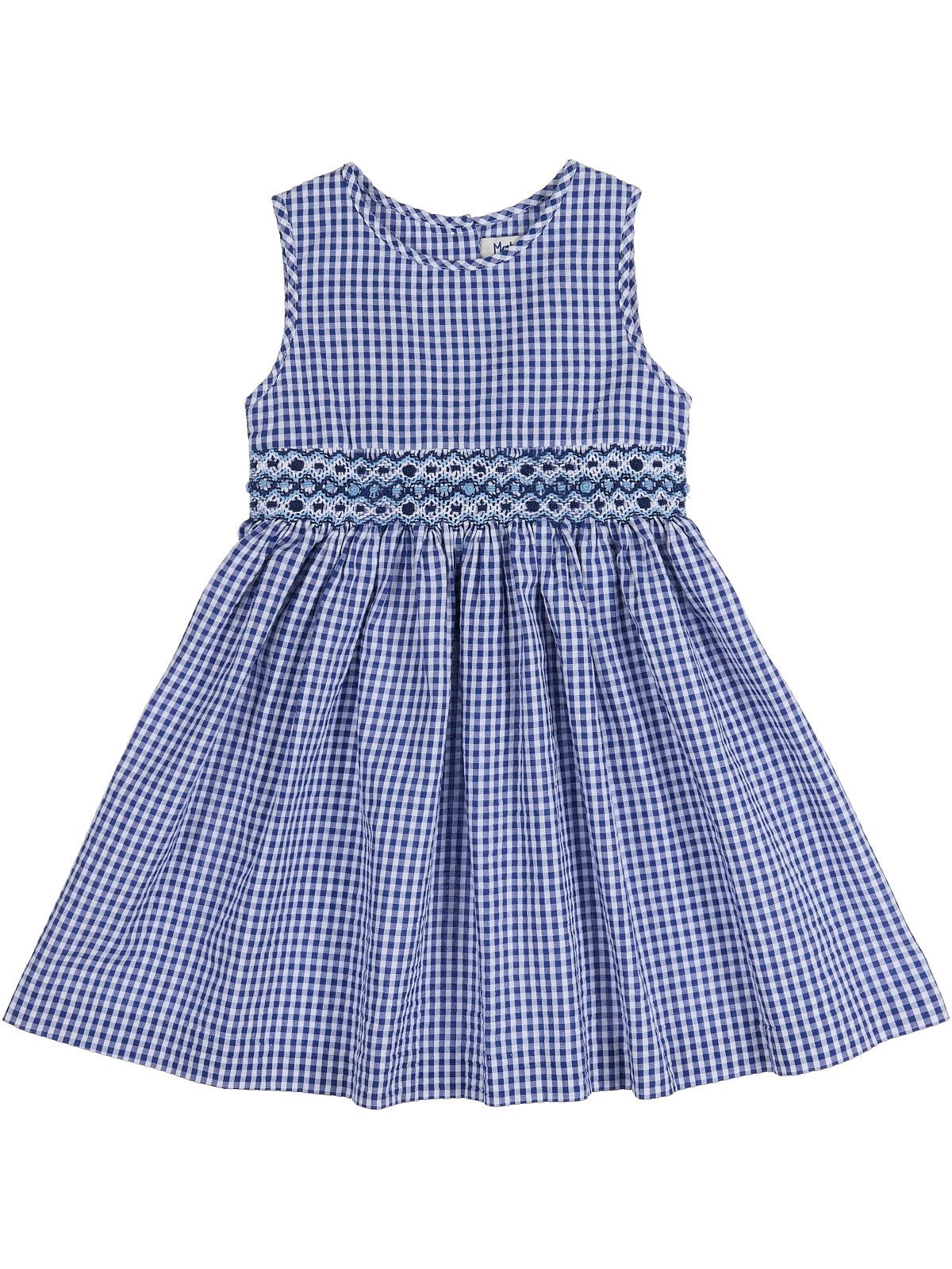 seersucker checks dress with smock on tone