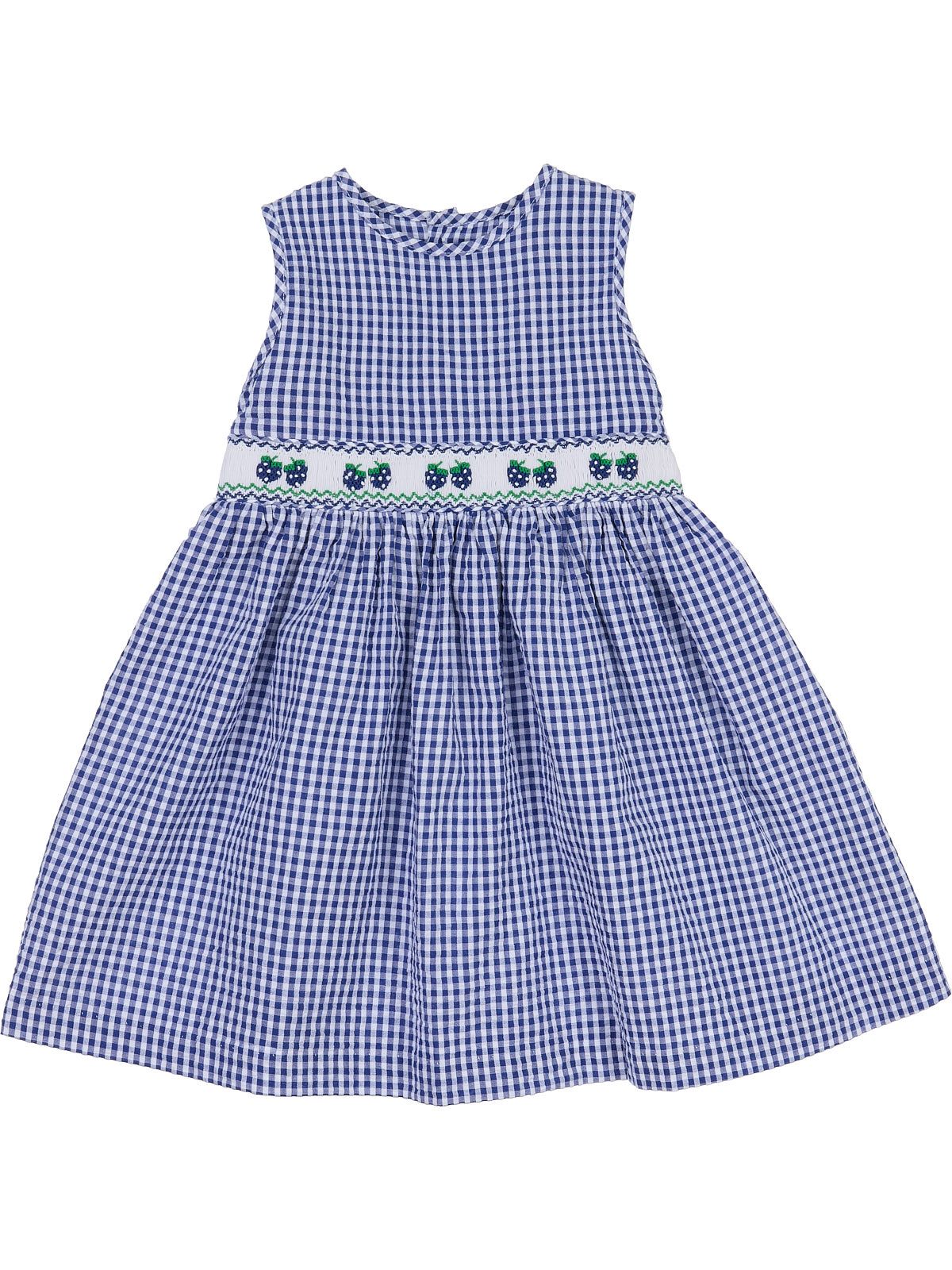 vestito a quadretti goffrati con fragole e smock in tono - Malvi&Co