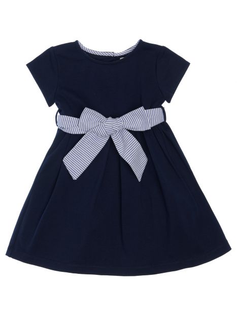 vestito in jersey con cintura a righe goffrate