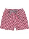 seersucker checks boxer swimsuit with pockets