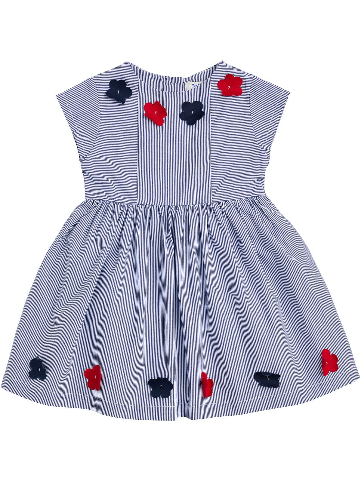 vestito in microrighe con fiori applicati