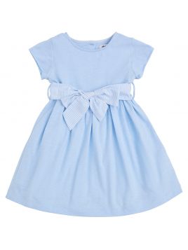 jersey dress with seersucker stripes belt