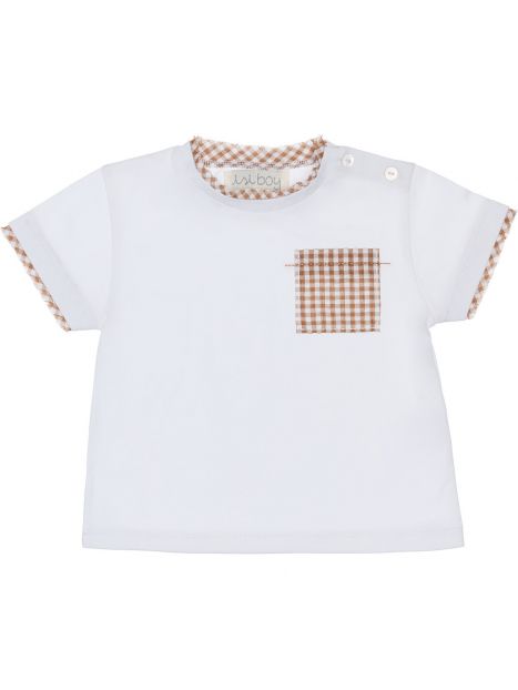 jersey T-shirt with checked cotton pocket