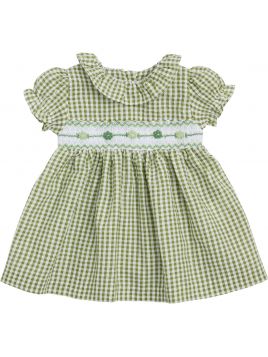 seersucker checks dress with smock
